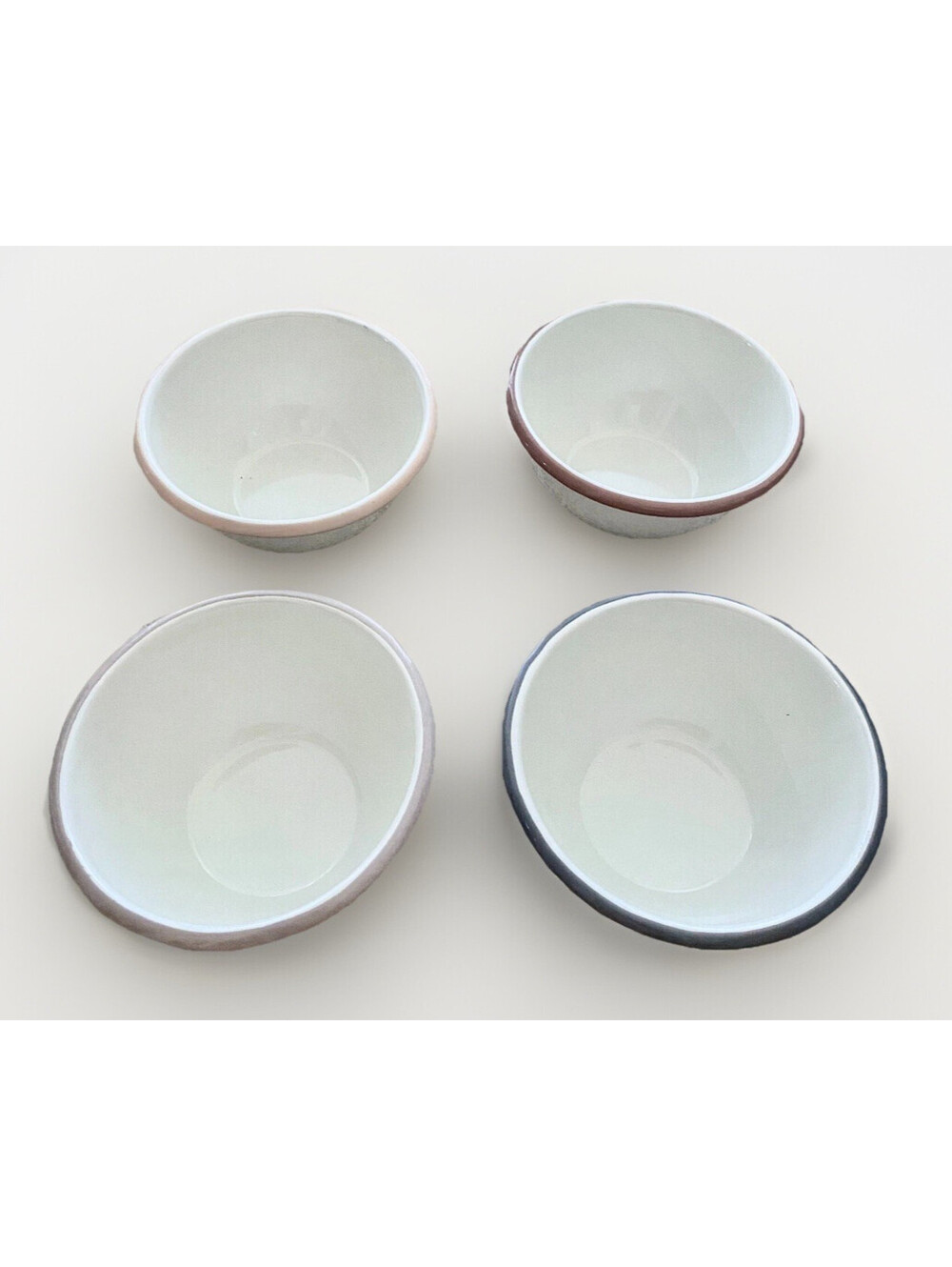 Lot of 4: Hearth & Hand with Magnolia White Porcelain Bowl Set w/ Colored Rims